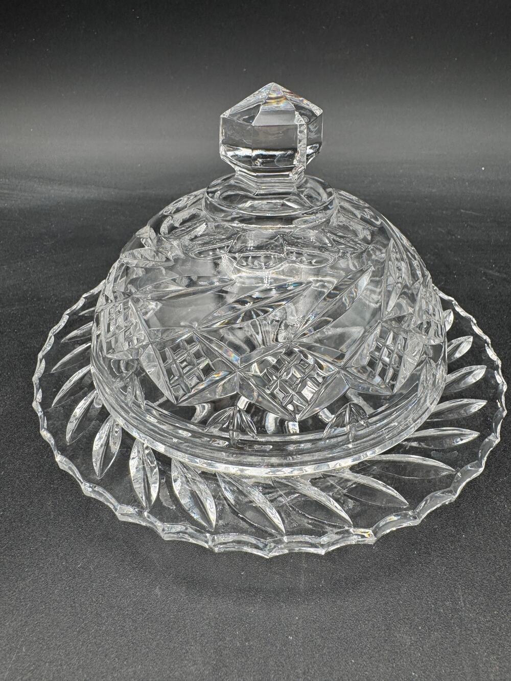 Lead Crystal Covered Butter Dish Balmoral by Edinburgh Crystal 6" x 4"